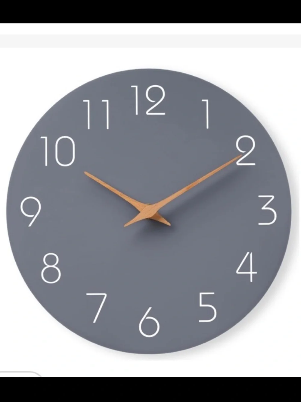 Modern Wooden Wall Clock Non-Ticking Battery-Operated 14” Gray